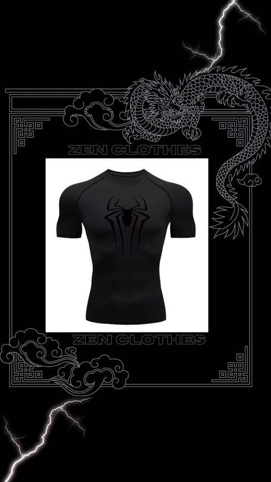 Polera Compresion Spiderman "Black on Black"
