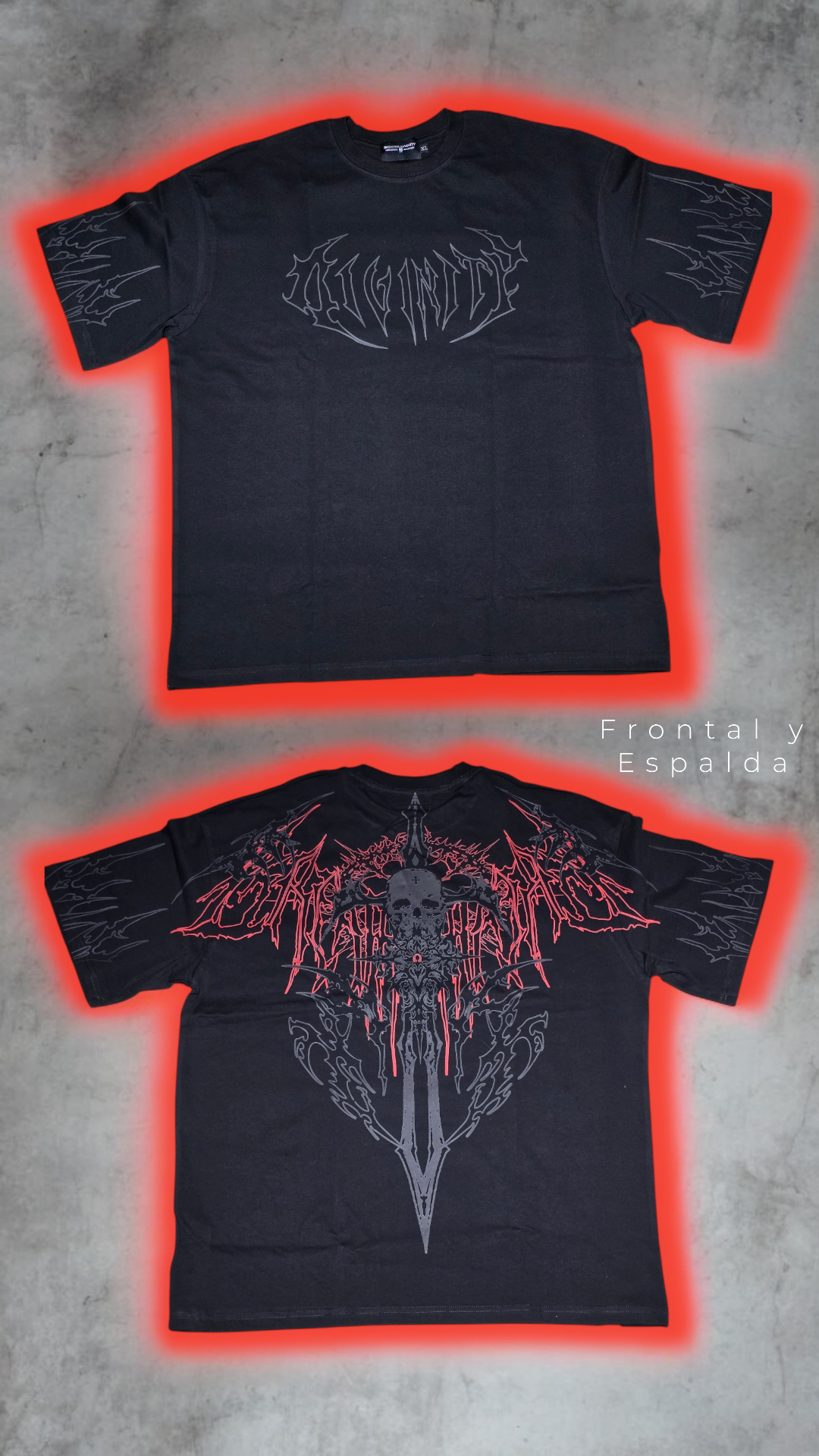 Polera Oversize "Bone Splitter Oversized T-shirt (Red/grey)"