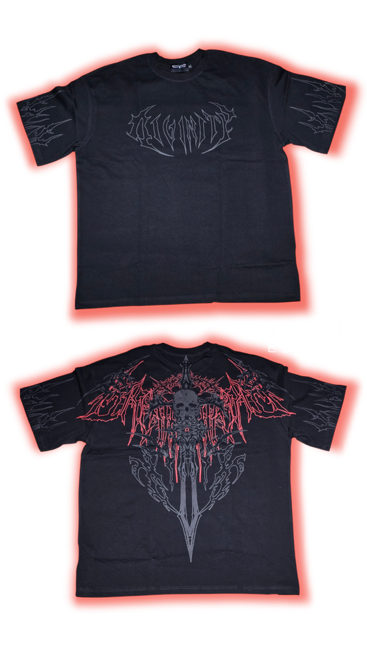 Polera Oversize "Bone Splitter Oversized T-shirt (Red/grey)"