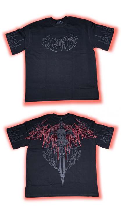 Polera Oversize "Bone Splitter Oversized T-shirt (Red/grey)"